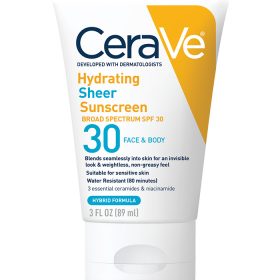 CeraVe Hydrating Sheer Sunscreen Broad Spectrum SPF 30 for Face & Body